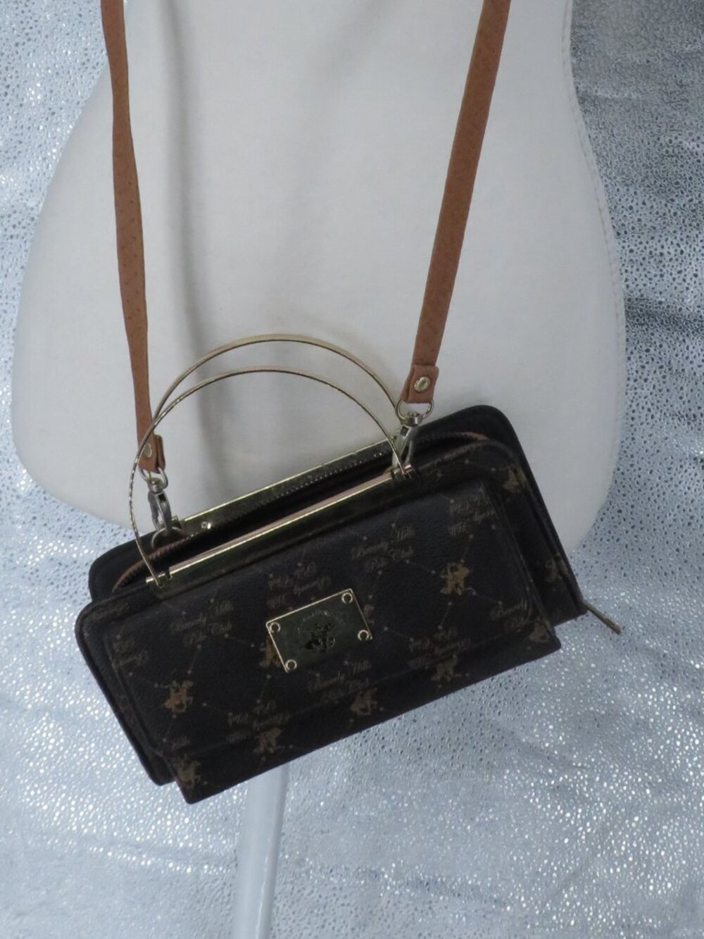 Beverly Hills Polo Club Clutch Wallet Purse Monogram Vintage Brown One Size